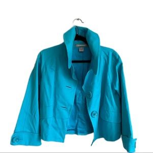 Ellen Tracy cropped jacket in Peacock blue vintage Y2K